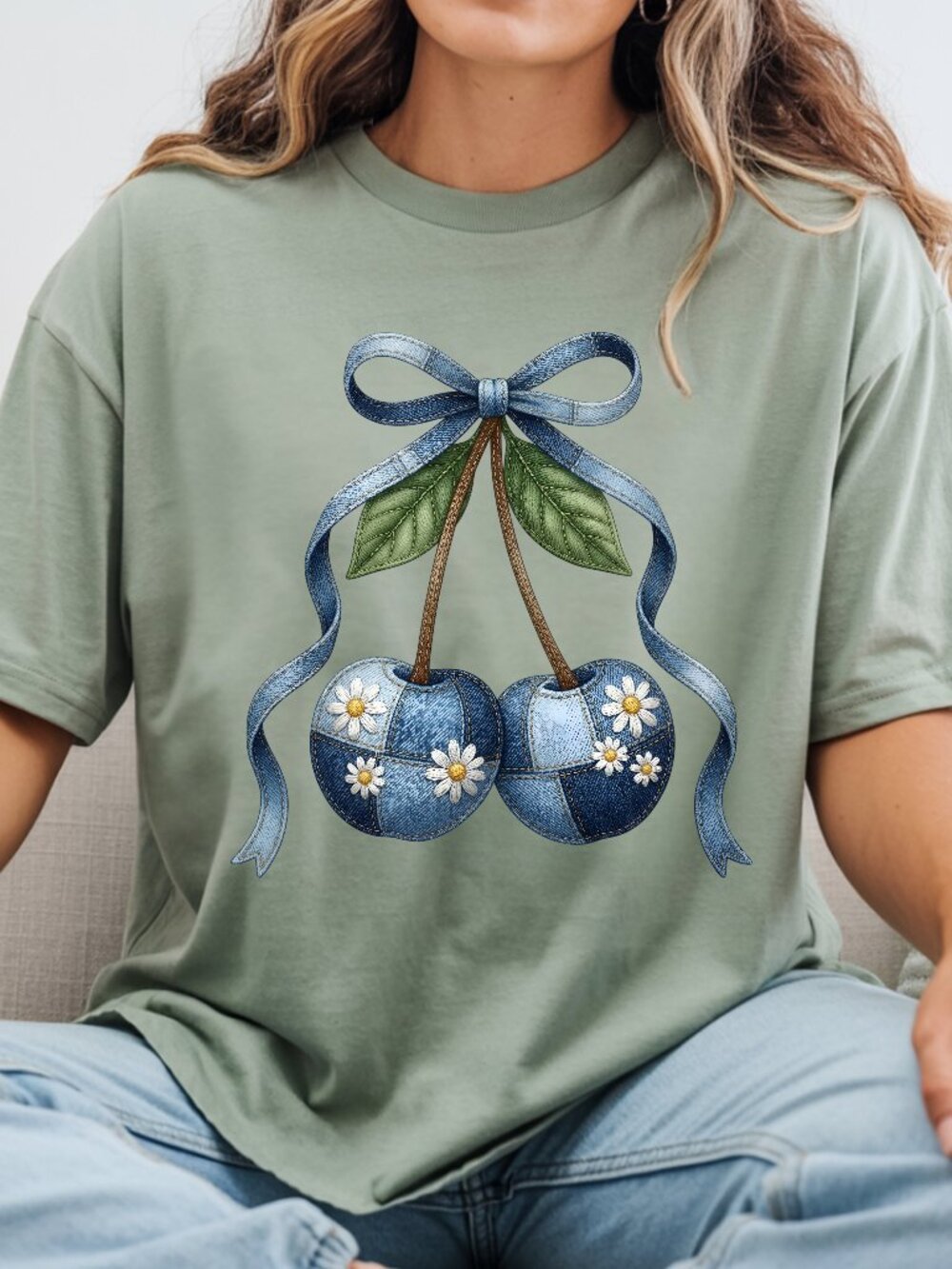 Denim Cherries T-Shirt